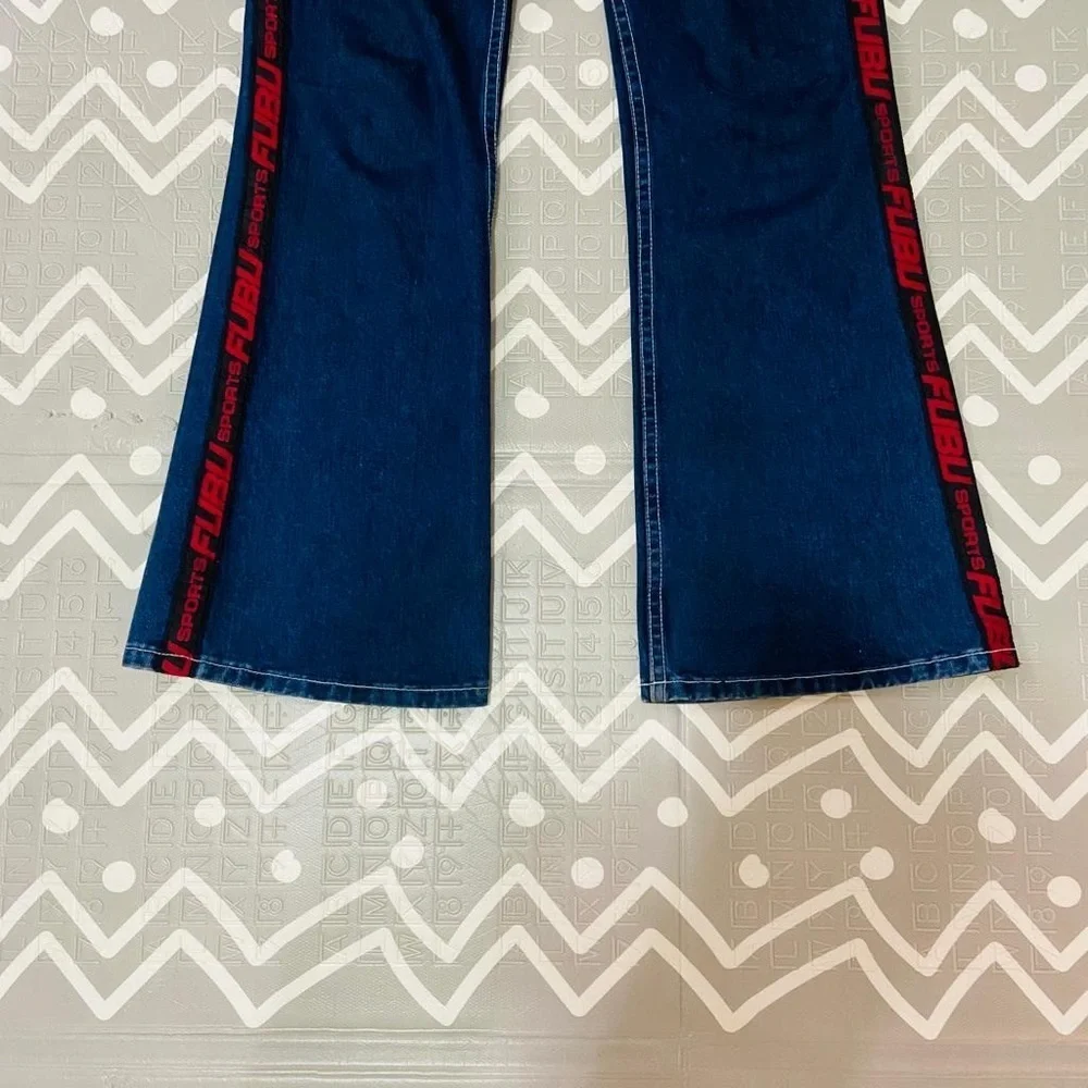 Vintage graphic logo Fubu bell bottoms jeans pants